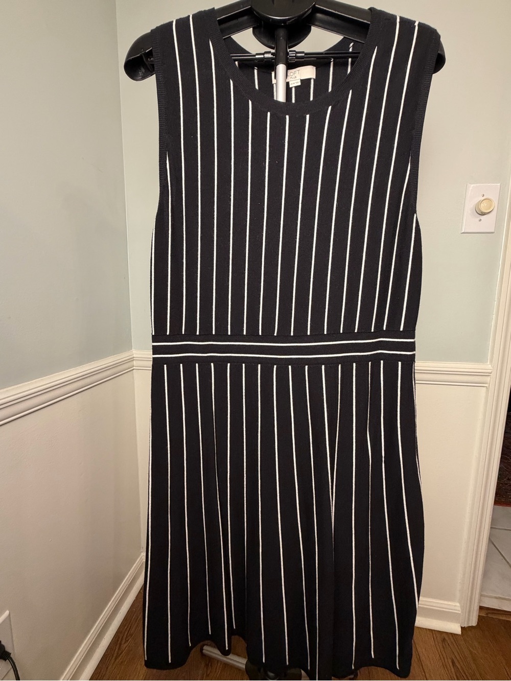 🖤🤍 LOFT Plus Black & White Striped Flare Sweater Dress 🤍🖤